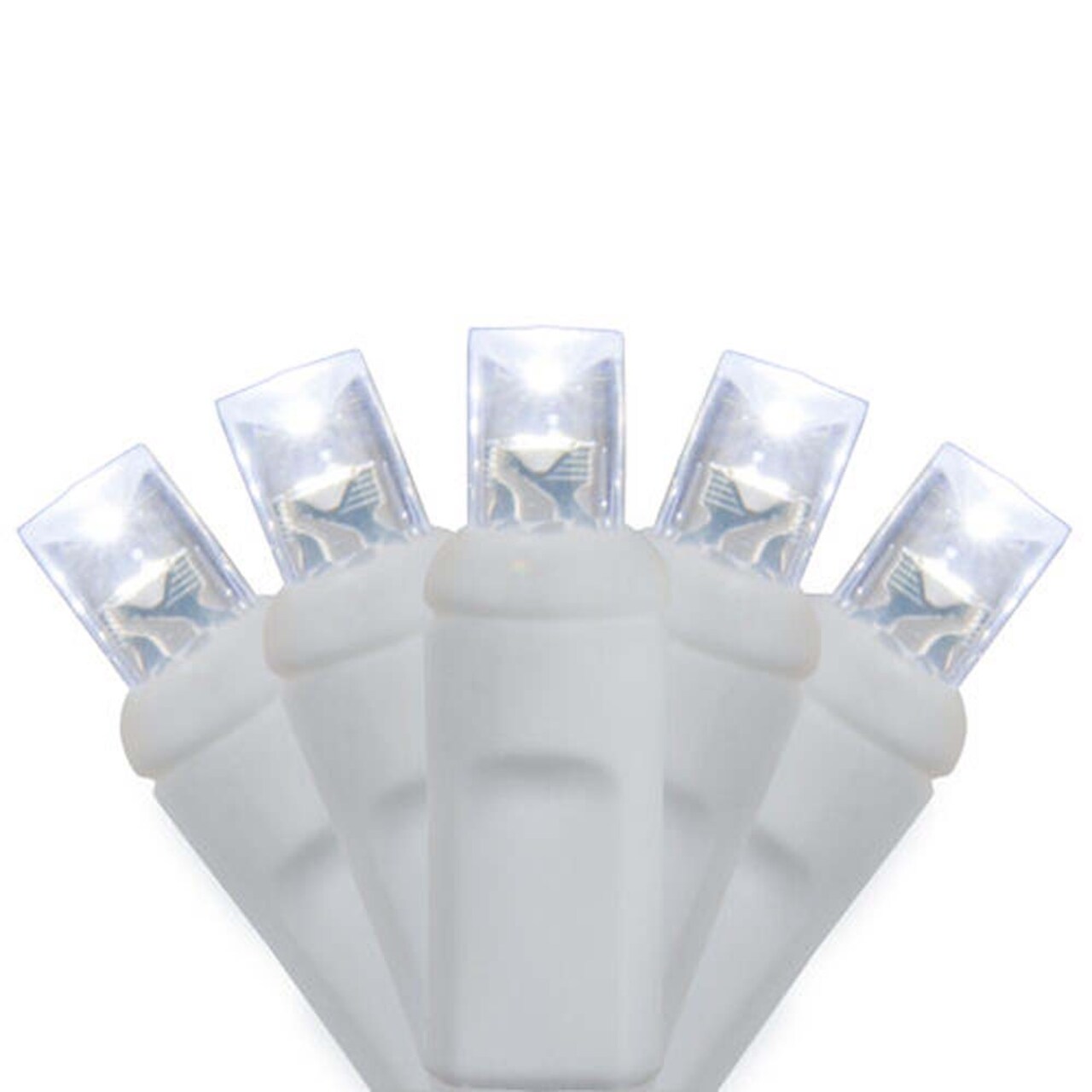 20 Cool White 5mm LED Christmas Lights, White Wire, 4" Spacing